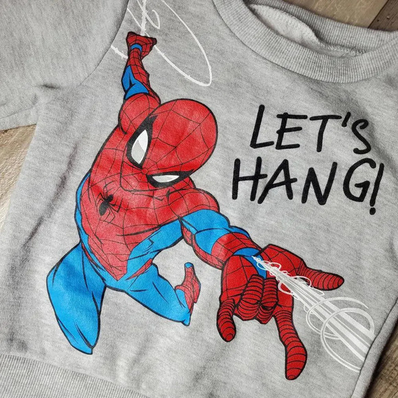 Marvel Spider-Man Fleece Size 2T Pullover Crewneck Sweatshirt Gray Red EUC - Picture 8 of 14